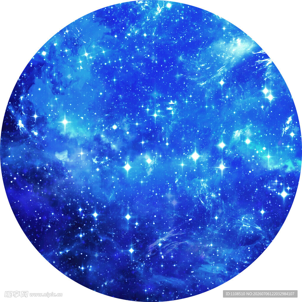 梦幻蓝色星空圆形背景图