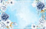 蓝调花卉边框