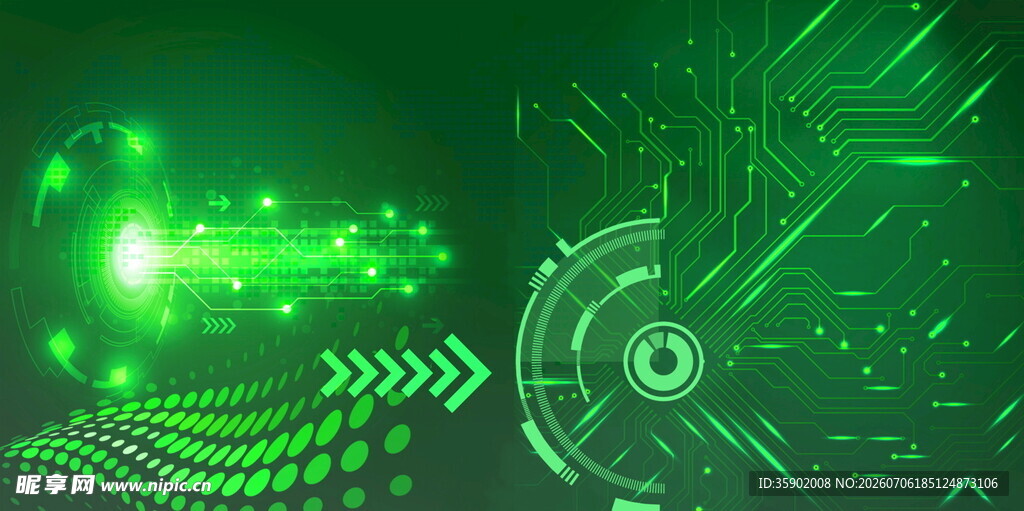 科技感绿色未来数字背景