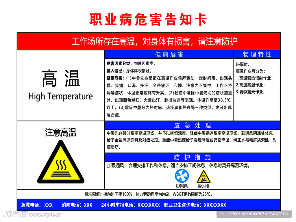 职业病危害告知卡