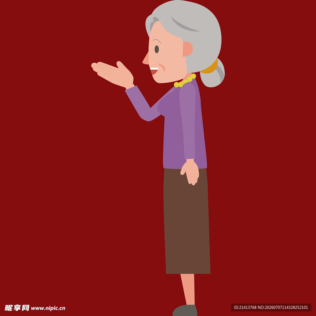 挥手的老年女性