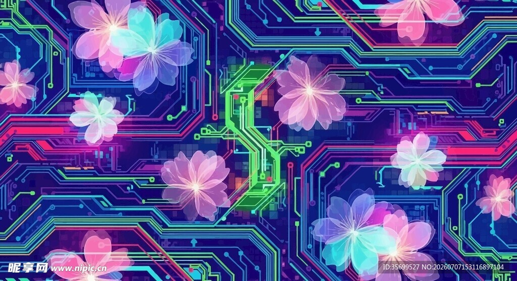 科技花卉背景