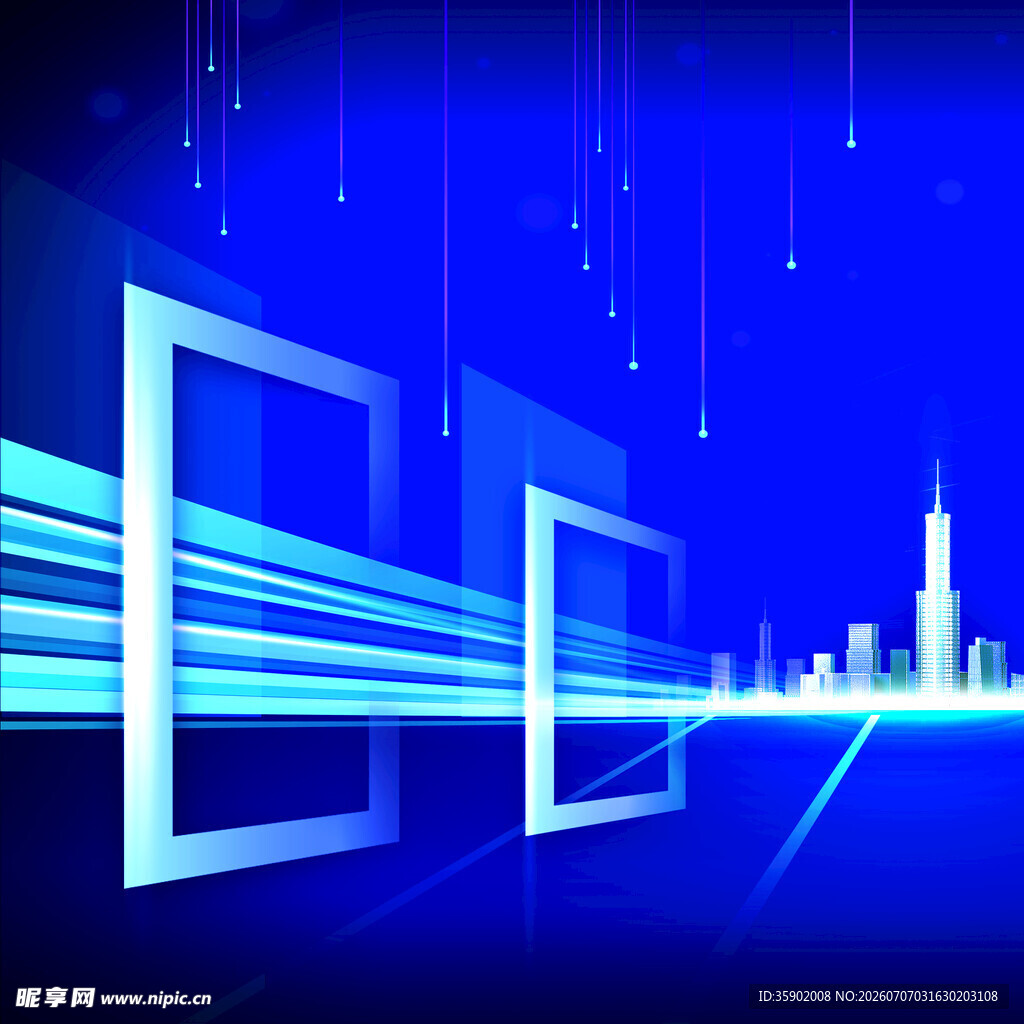 科技感蓝色虚拟屏幕场景