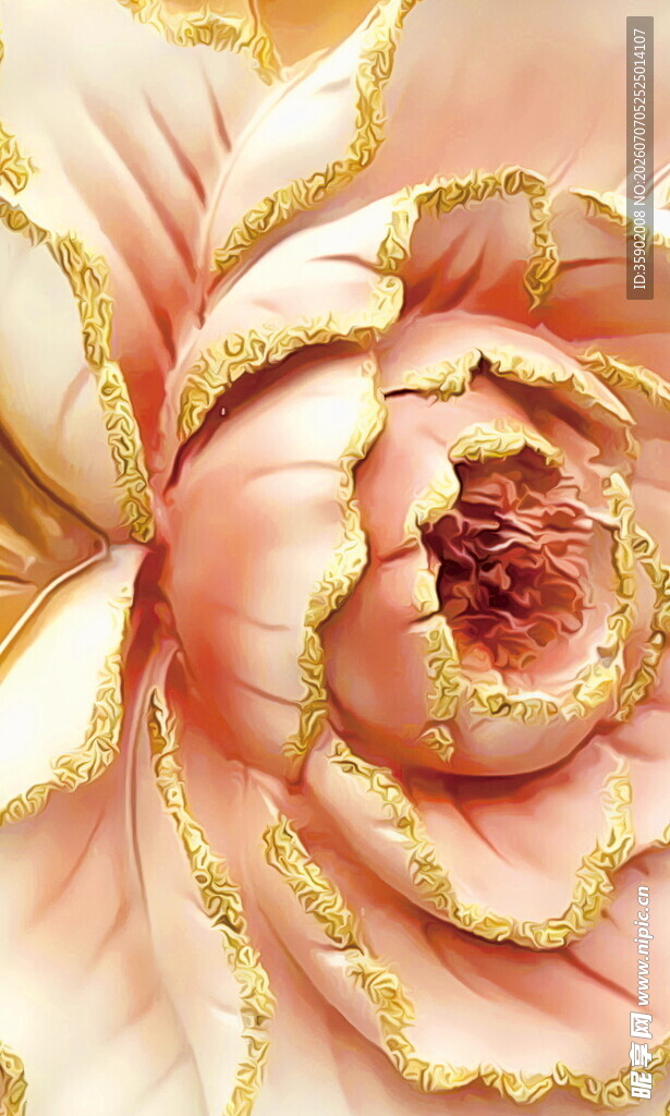 粉色金边立体花朵特写