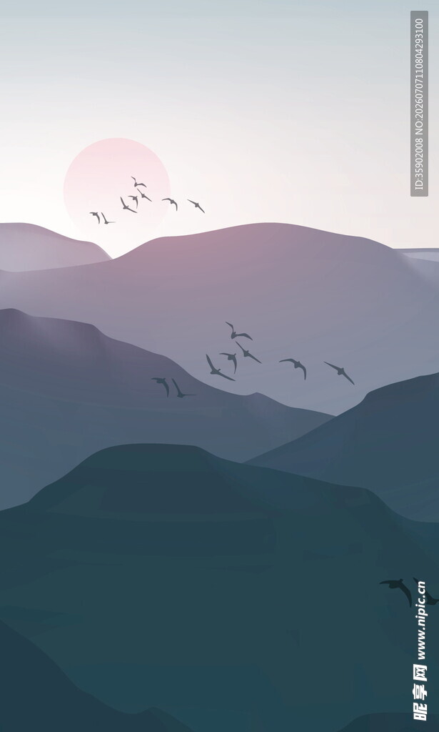 日暮飞鸟过群山