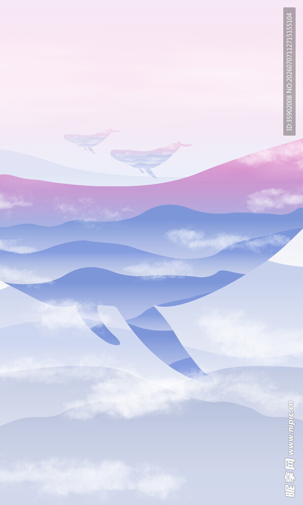 梦幻天空中的飞翔鲸鱼