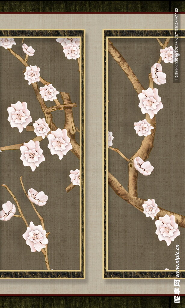 中式梅花挂画装饰艺术
