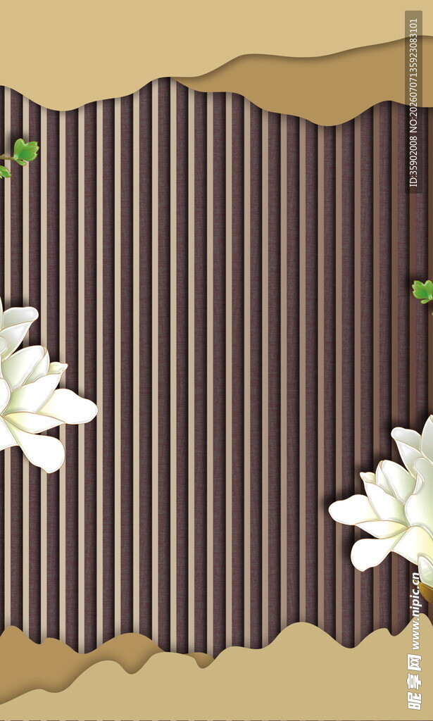 复古条纹背景上的白花朵