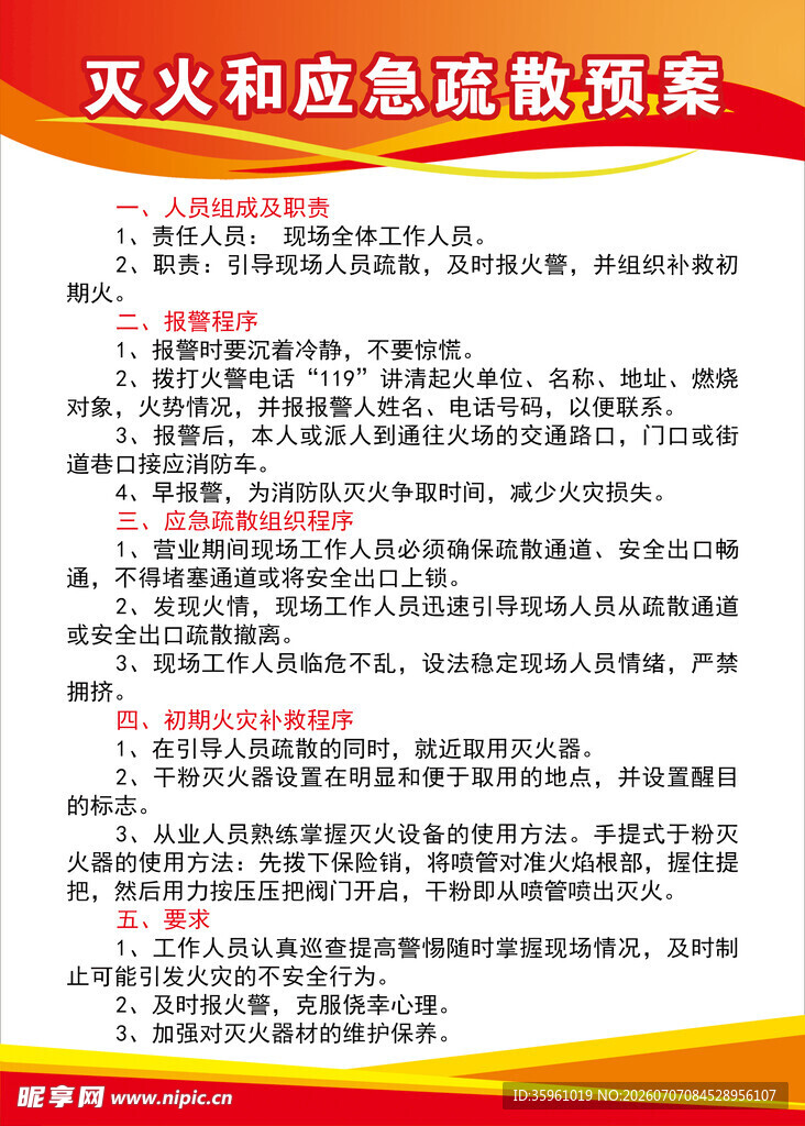 火灾应急疏散预案要点