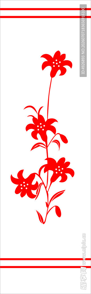 红色花卉图案装饰元素