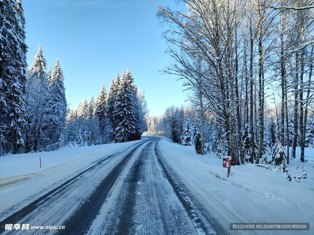 冬日雪覆公路美景