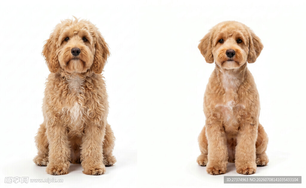 可卡布犬毛发修剪前后