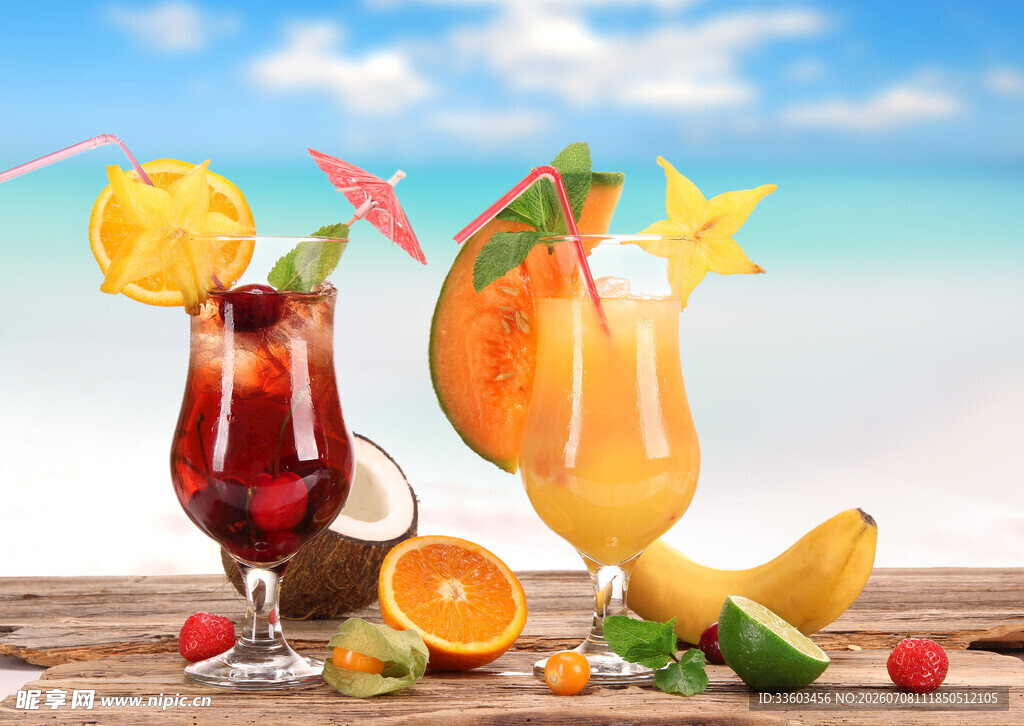 夏日缤纷热带水果鸡尾酒
