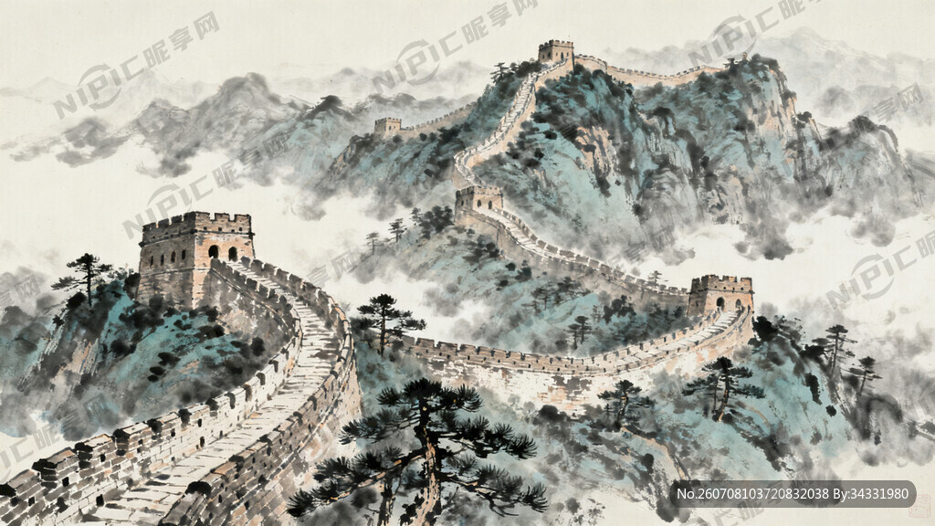 长城国画山水画