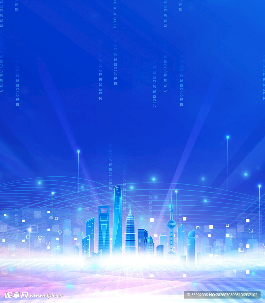 梦幻蓝色科技城市夜景