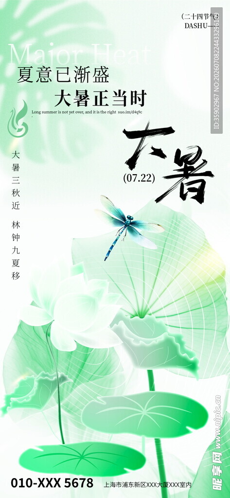 水墨风荷叶蜻蜓插画