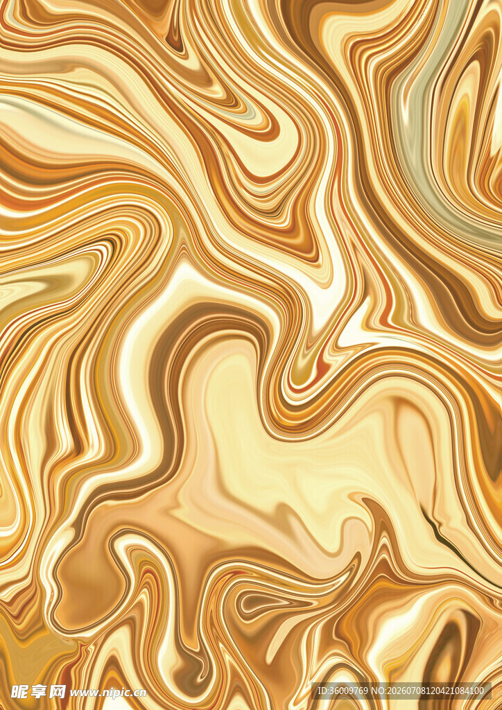 金色流体纹理艺术图案