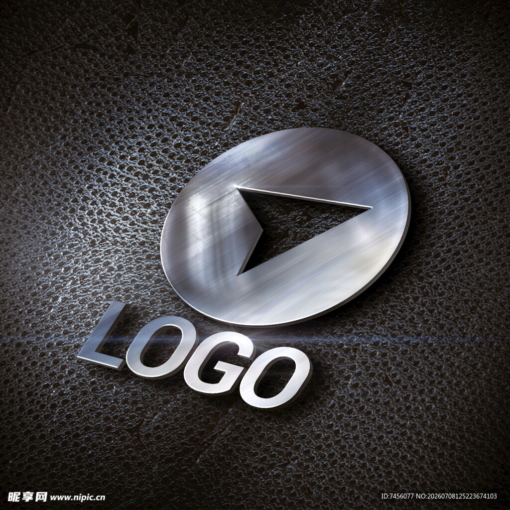 金属质感播放标志LOGO