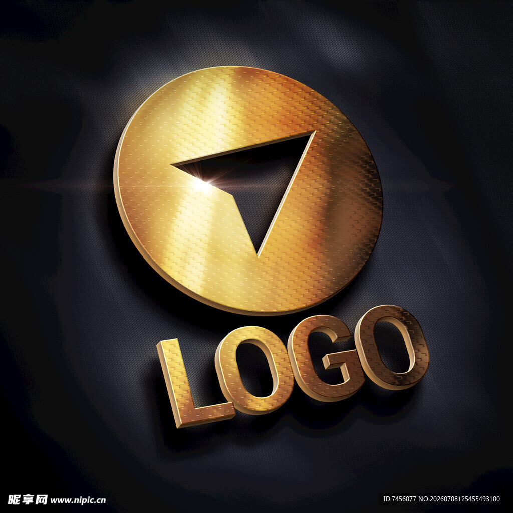 金色立体LOGO设计展示