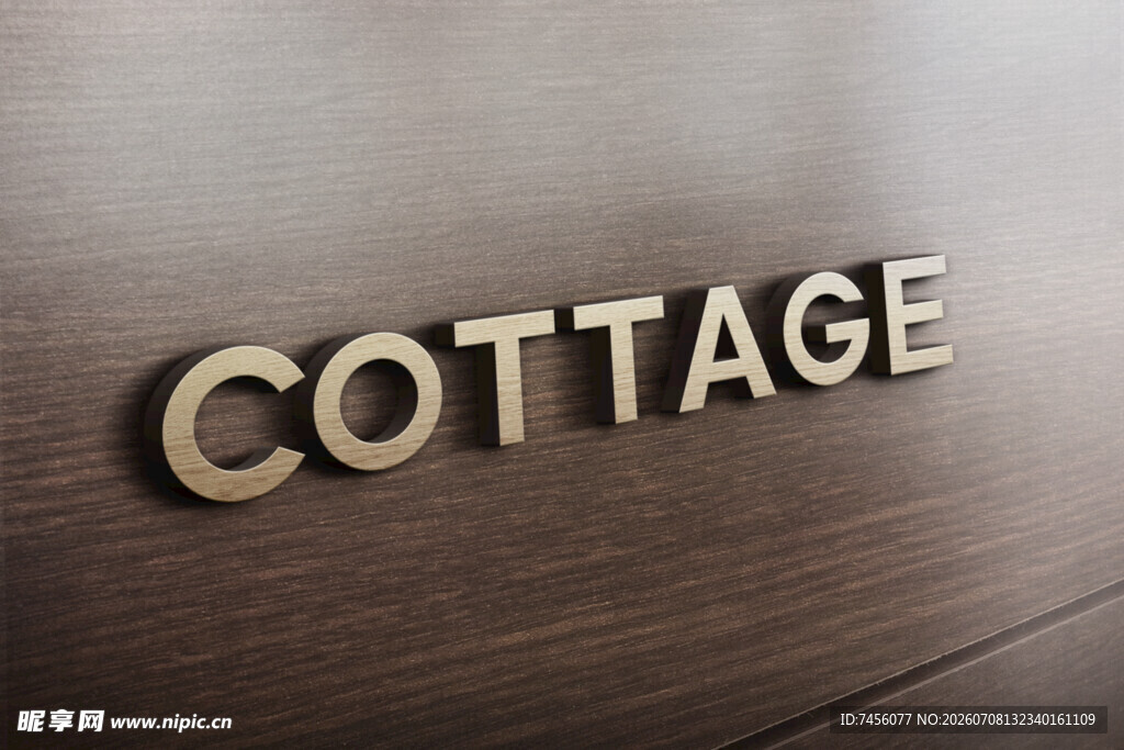 木质背景上的COTTAGE字样
