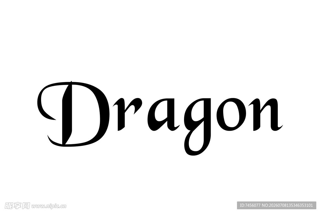 黑色英文单词Dragon设计