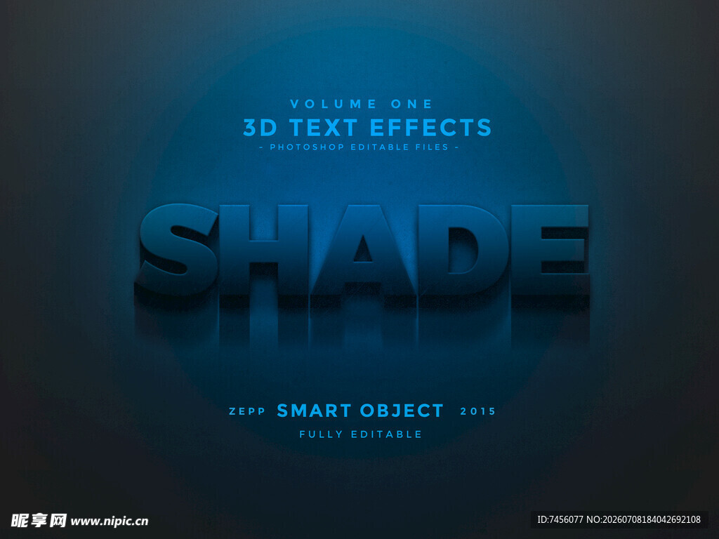 蓝色立体字SHADE设计