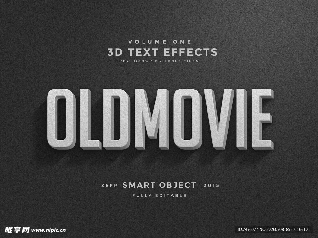 复古电影风格3D文字特效
