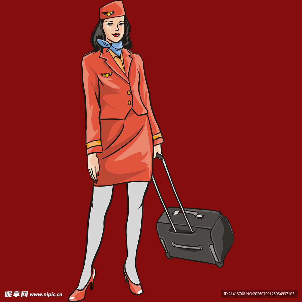 身着制服的优雅女乘务员
