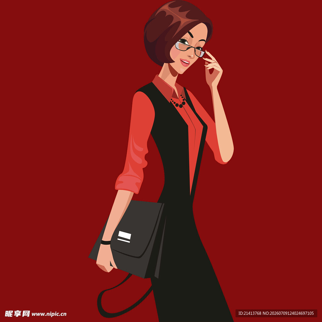 时尚职场女性手持包打电话