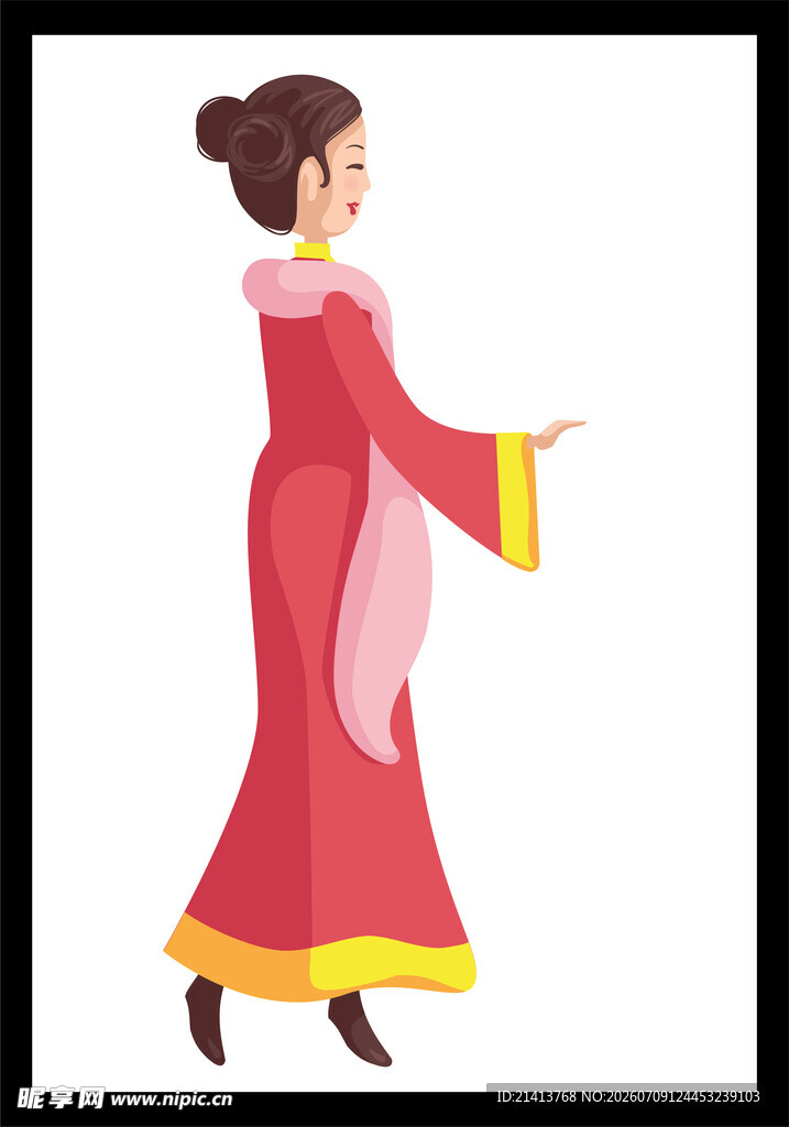 古典红衣女子优雅转身
