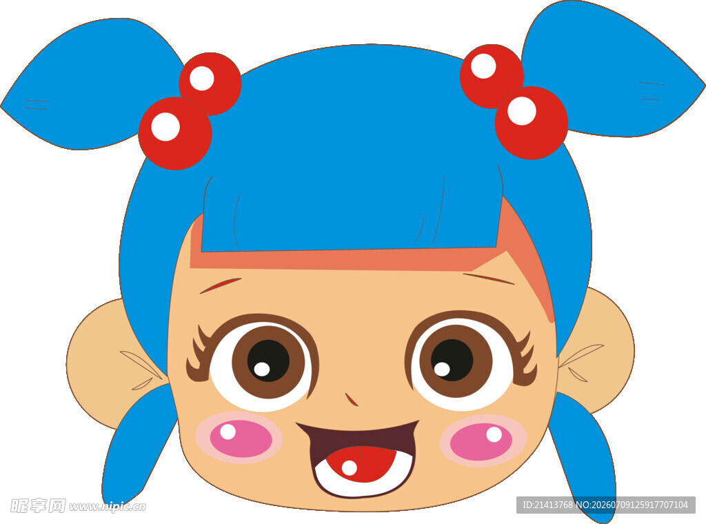 可爱双马尾蓝发小女孩