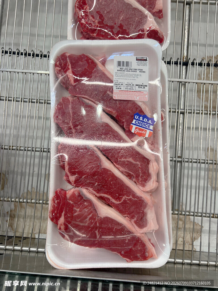 新鲜包装牛肉展示
