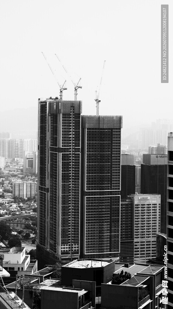 城市中在建的高楼大厦