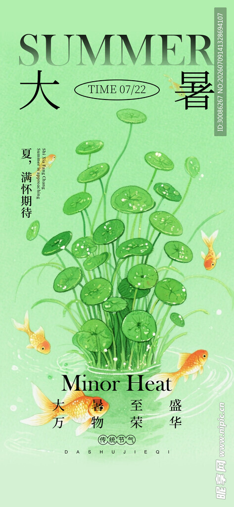 大暑小暑入伏节日节气插画海报