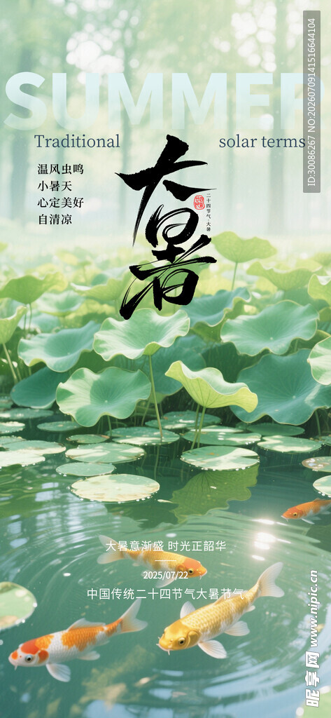 大暑小暑入伏节日节气插画海报