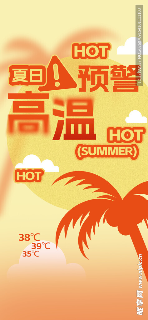 夏季高温预警海报