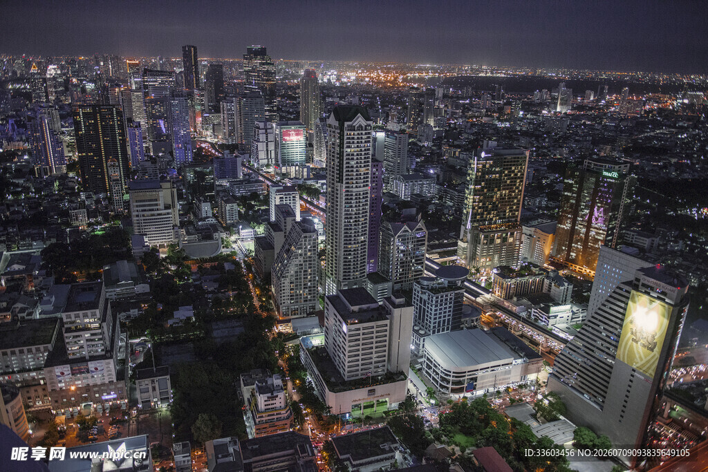 城市璀璨夜景俯瞰图