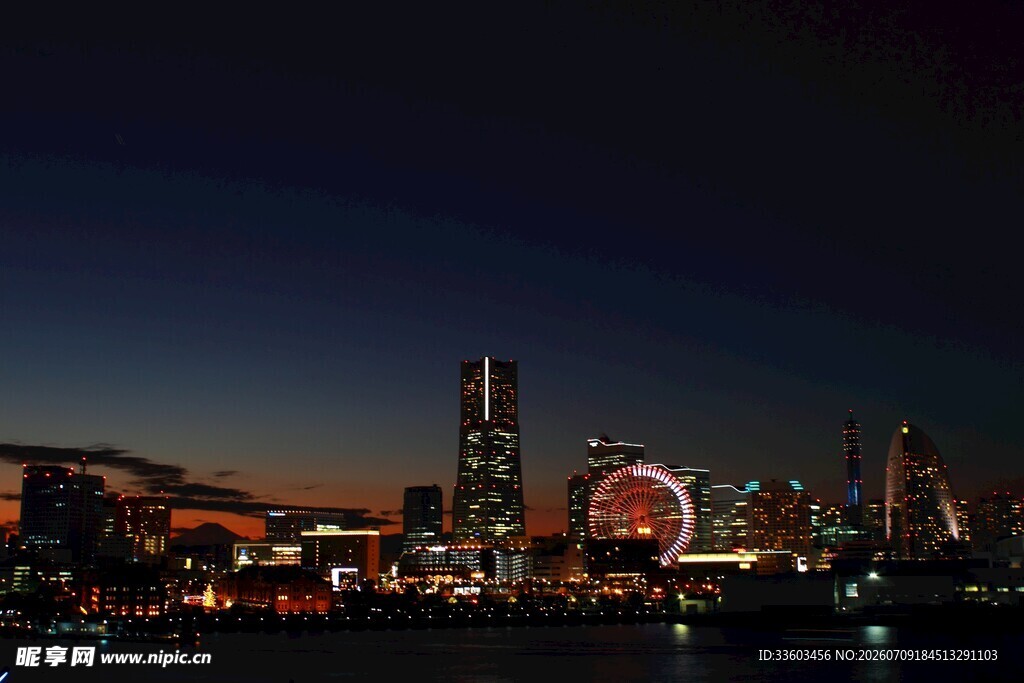 城市夜景中的摩天轮
