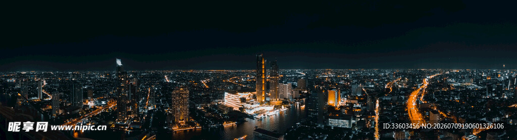 城市璀璨夜景俯瞰图
