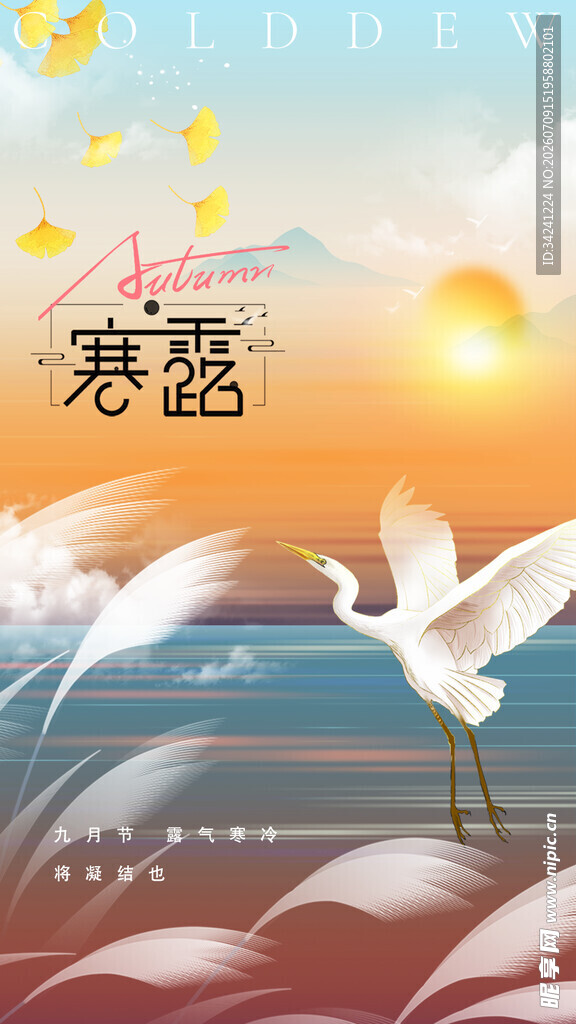 寒露节气唯美插画意境图