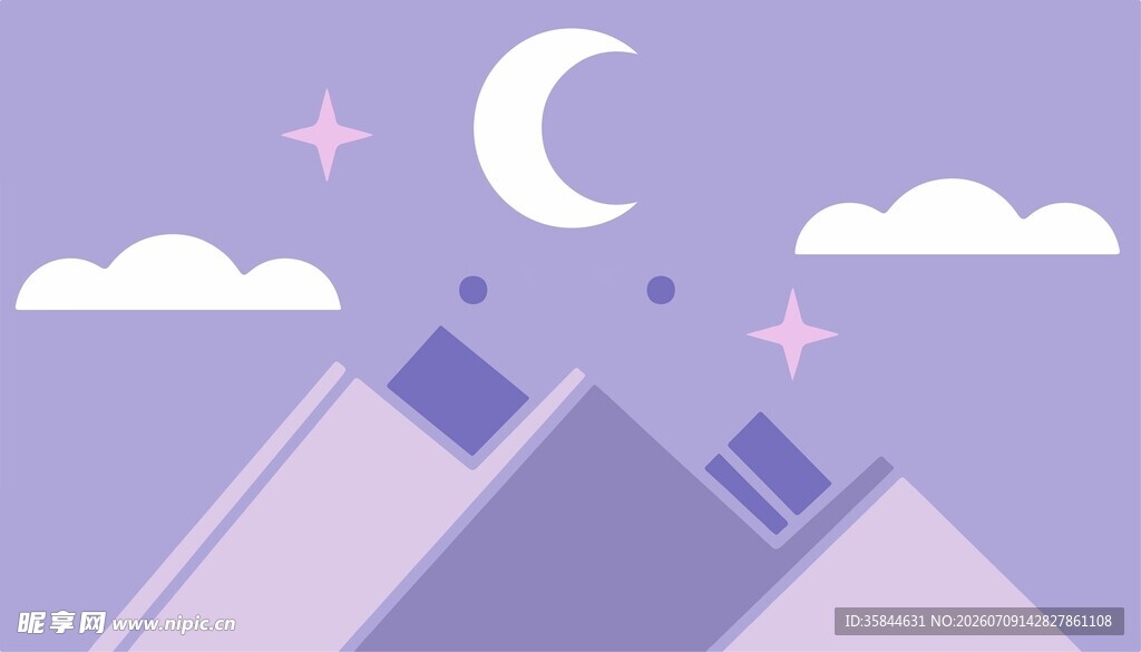 紫色夜景插画