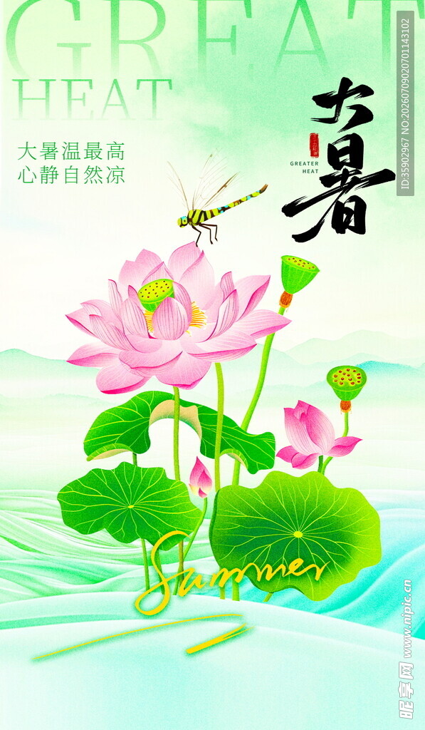 夏日荷花蜻蜓图