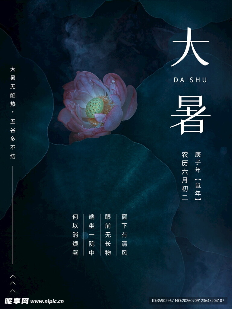 大暑时节花卉意境图