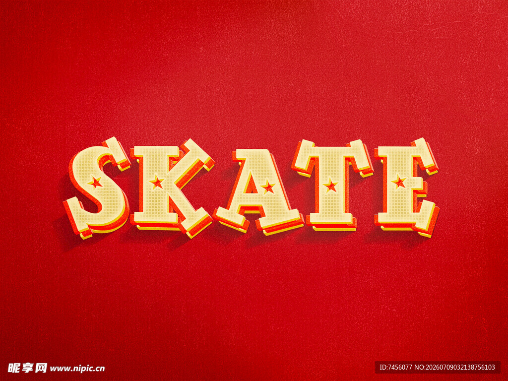 红色背景上的SKATE字样