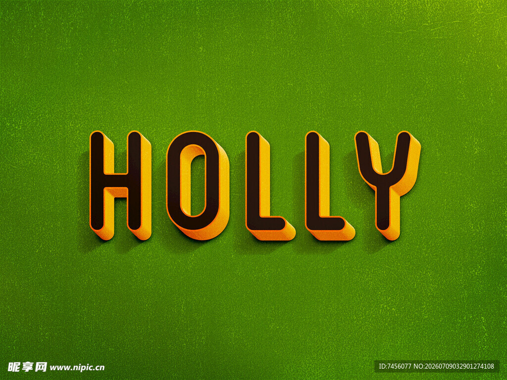 绿色背景上的HOLLY字样