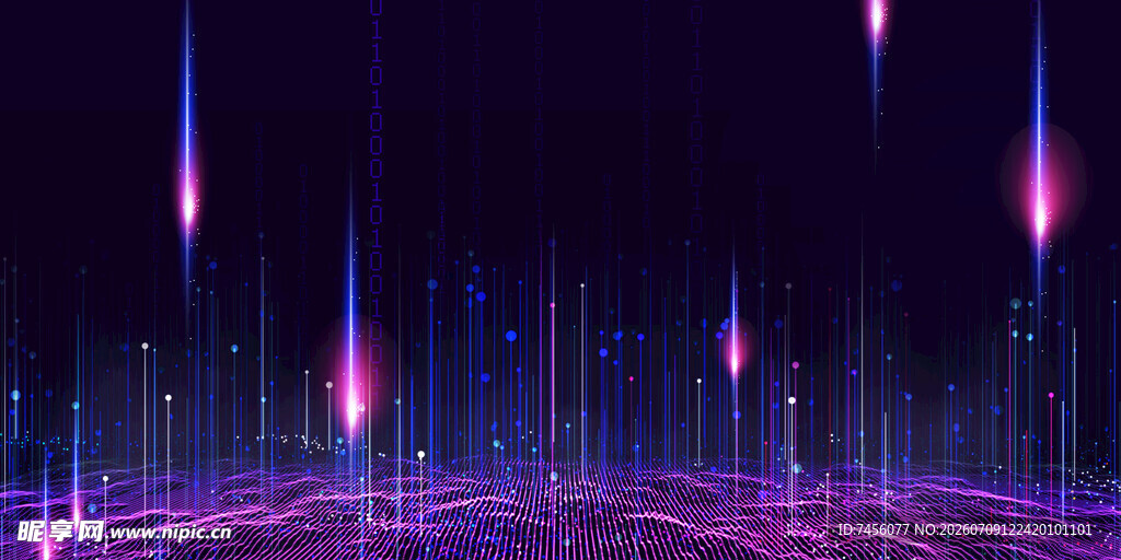 梦幻紫色科技光线背景