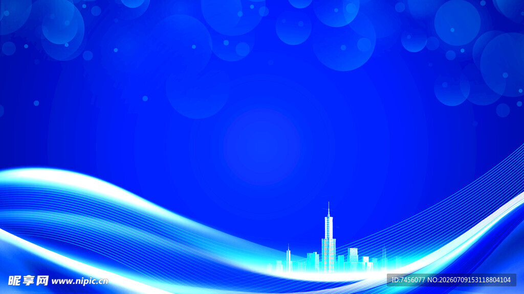 蓝色梦幻科技城市背景图