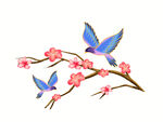 喜鹊栖于繁花枝头