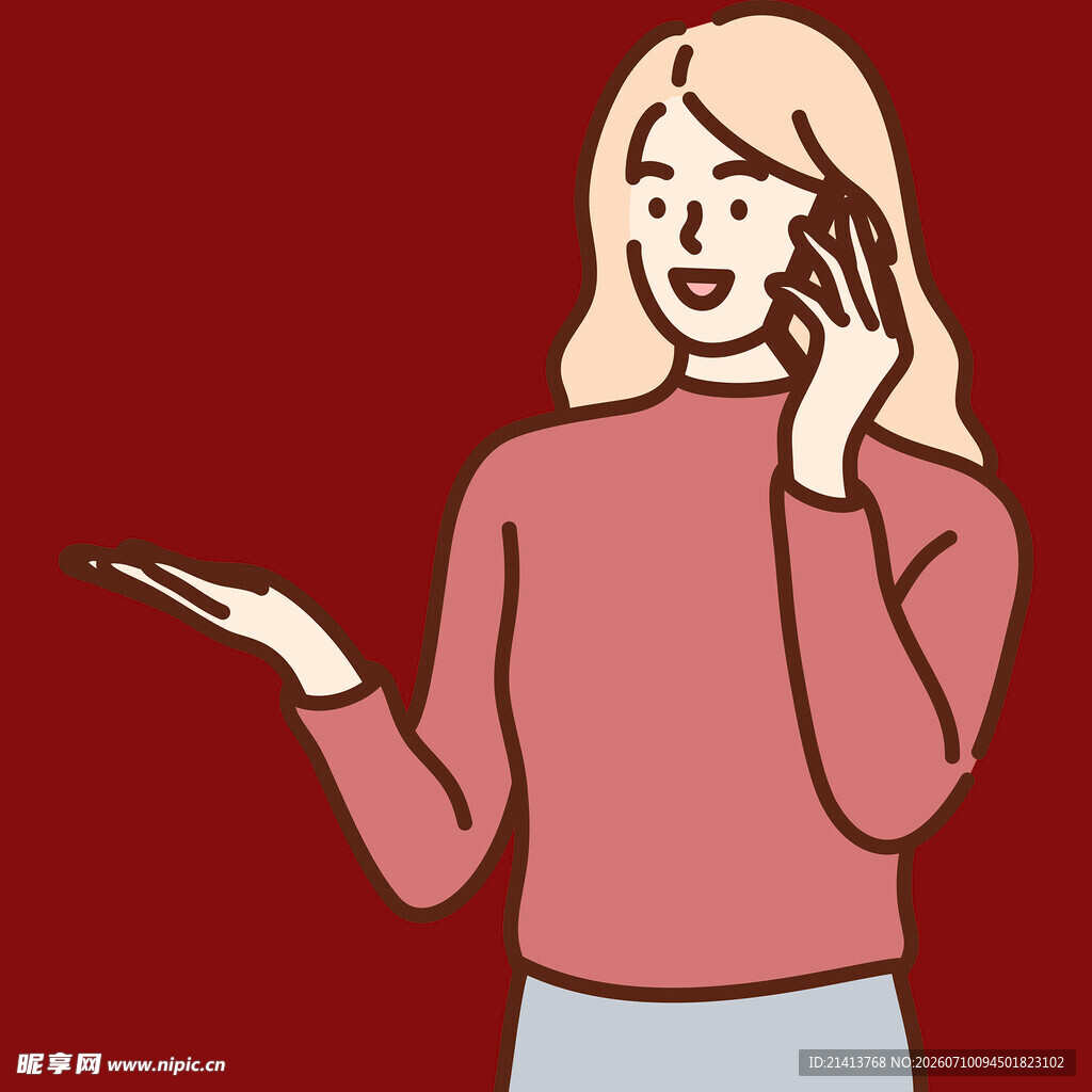 打电话的女士展示手势