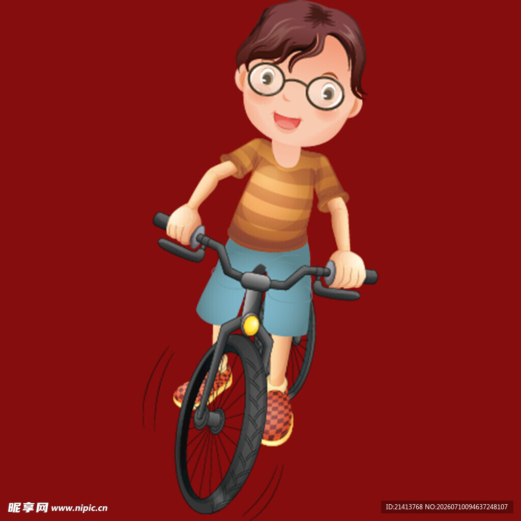 男孩快乐骑行
